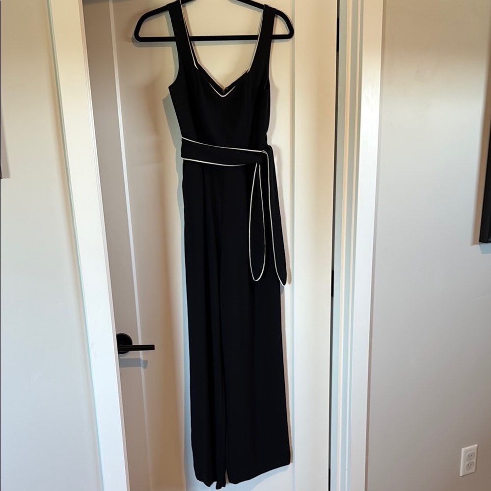 Anthropologie Black Jumpsuit with White Trim